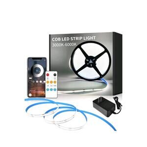 COB LED Strip Lights 6000K 16.4ft DC 24V Dimmable White Flexible LED Tape Light